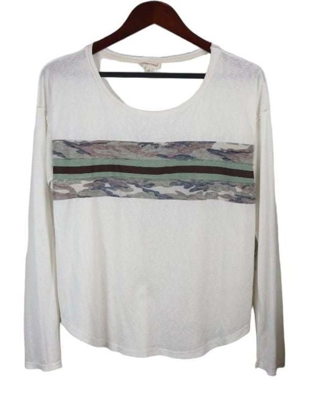 Hem & Thread Women's Long Sleeve Camo Stripe Top Size L